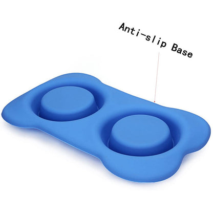 Hubulk 2 Stainless Steel Dog Bowl with No Spill Non-Skid Silicone Mat