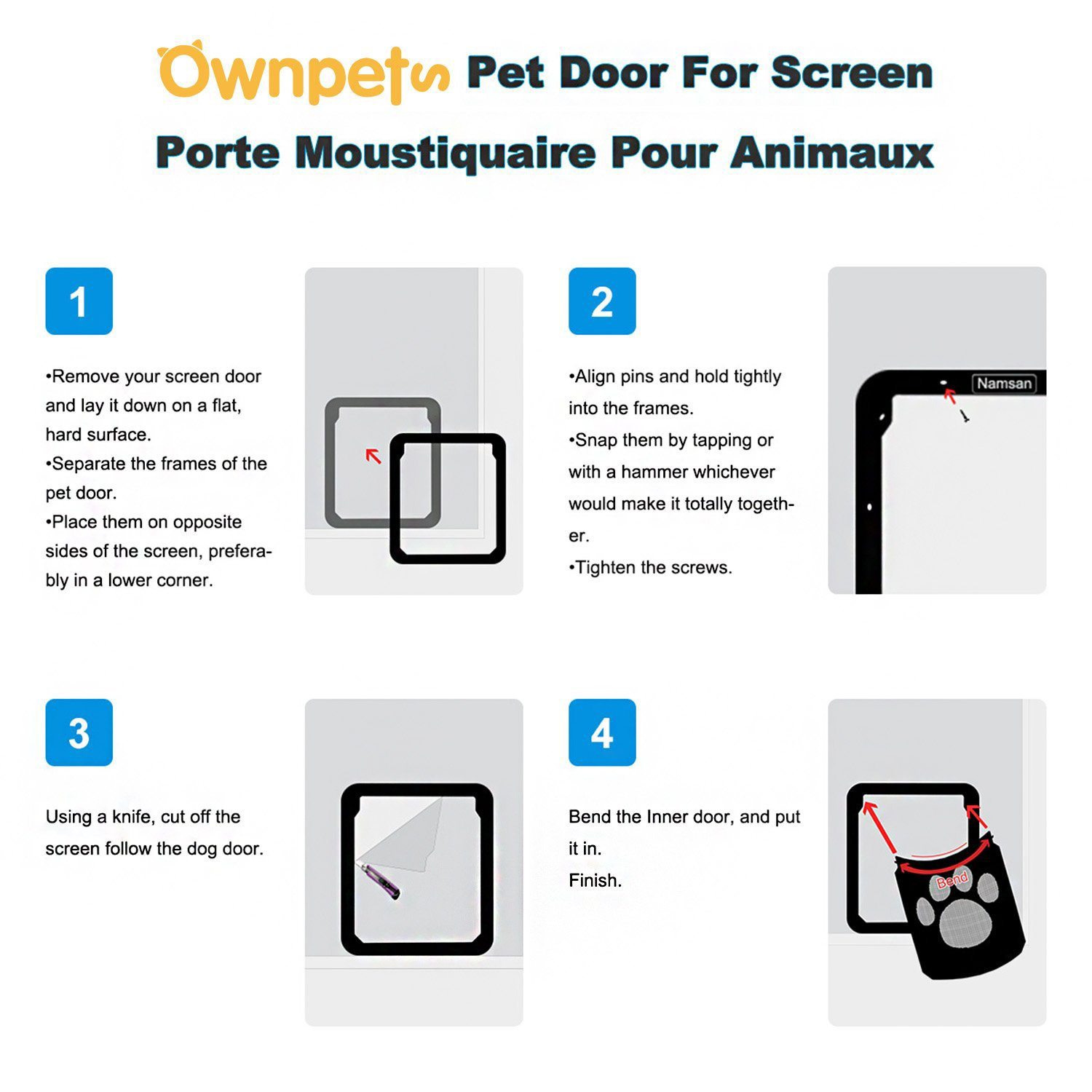 OWNPETS Pet Dog Magnetic Flap Screen Door